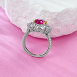 Pink Spinel & White Topaz Ring - خاتم الإسبنيل الوردي  والتوباز الابيض