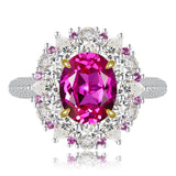 Pink Spinel & White Topaz Ring - خاتم الإسبنيل الوردي  والتوباز الابيض