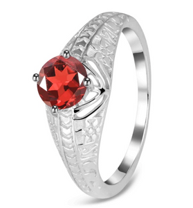 Garnet & White Topaz Ring - خاتم الجارنيت