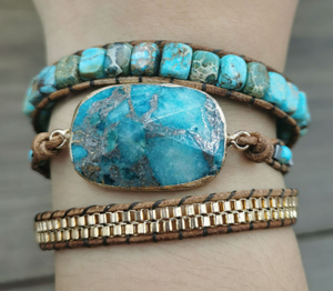 TURQUOISE WRAP BRACELET  - اسوارة حجر التركواز | صفاء، ابتكار، تقبل، احتضان