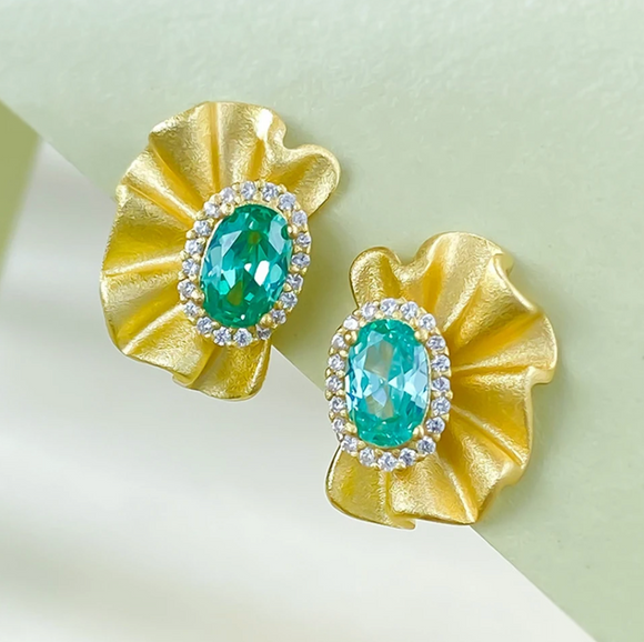 Green Sapphire  Earrings - حلق الياقوت الاخضر