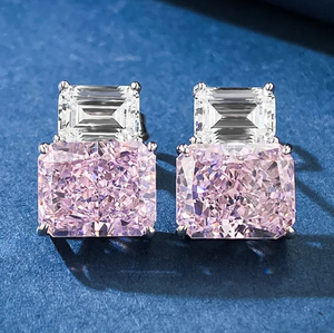 pink & White sapphire Earring-  حلق الزفير الوردي والابيض