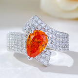 Orange Sapphire Ring -  خاتم الياقوت البرتقالي والياقوت الابيض