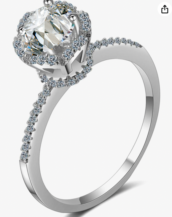 Flower Moissanite Diamond Ring -  خاتم الماس موزنايت | 0.8 قراط