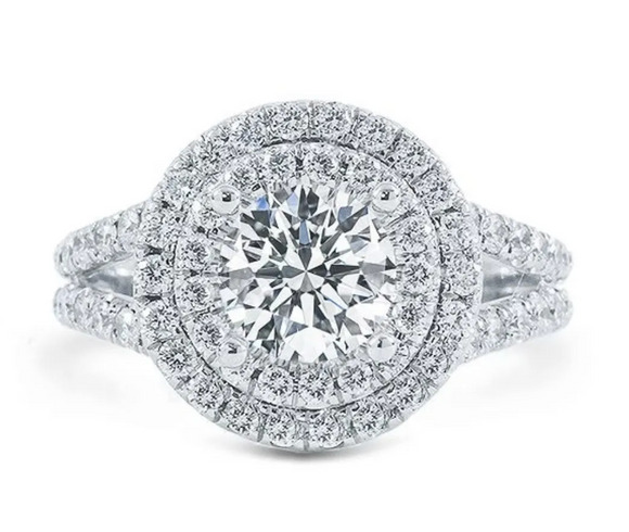 Round halo  Moissanite Diamond Ring -  خاتم الماس موزنايت