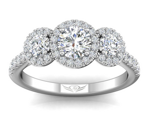 Round 3 halo Moissanite Diamond Ring -  خاتم الماس موزنايت