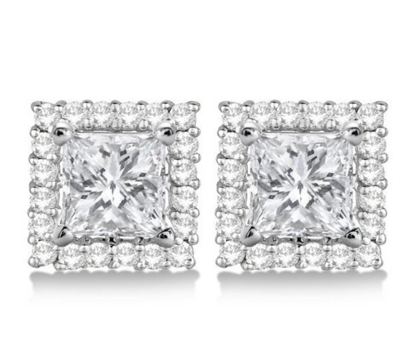 Princess Moissanite Diamond Earring | 2 carat - -حلق الماس الموزنايت