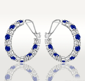 Sapphire & White Topaz Earring -  حلق التوباز الابيض والياقوت الازرق