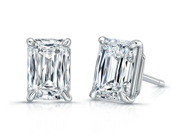 Radiant shape Moissanite Diamond Earring | 2 carat - -حلق الماس الموزنايت