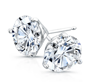 Round Brilliant Moissanite Diamond Stud Earrings | 2carat  | - حلق الماس الموزنايت