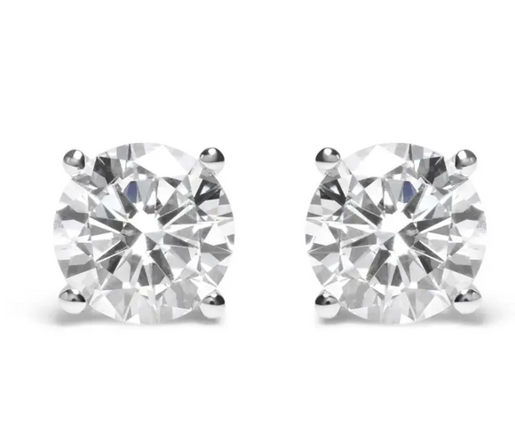 Round Brilliant Moissanite Diamond Stud Earrings | 4 carat  | - حلق الماس الموزنايت