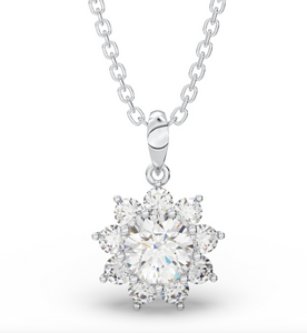 Flower Moissanite Diamond  Necklace- 2 carat  - قلادة الماس الموزنايت