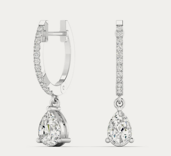 Moissanite Diamond Pear Shape Earrings | - حلق الماس الموزنايت