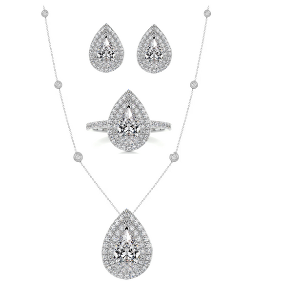 Pear Moissanite Diamond  Set  - طقم الماس موزنايت