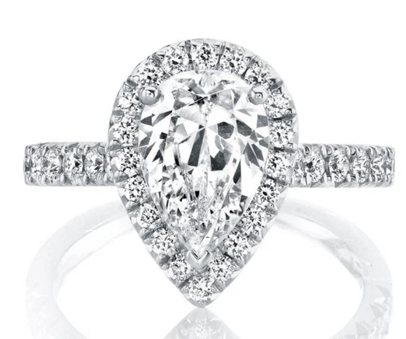 Moissanite Diamond Ring  - Pear shape -  خاتم الماس موزنايت