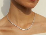 3-5 mm | Moissanite Diamond Tennis Necklace | مُتدرج في المقاس لحب الألماس |  قلادة الماس الموزنايت تنس