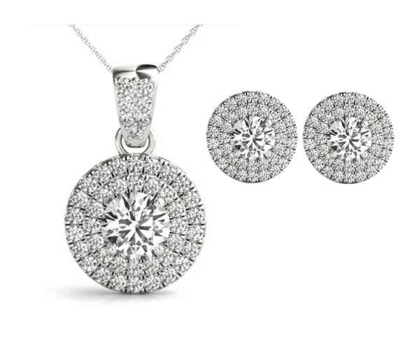 Diamond Moissanite set - عقد وحلق